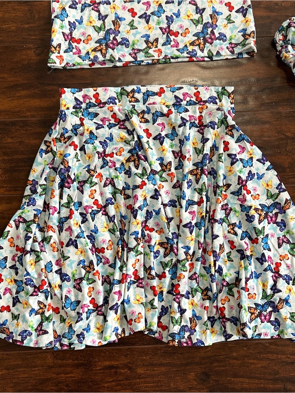 🛍️ 2/$60🛍️ Butterfly 3-Piece Skirt & Top Set Handmade 12T NEW - Picture 3 of 12